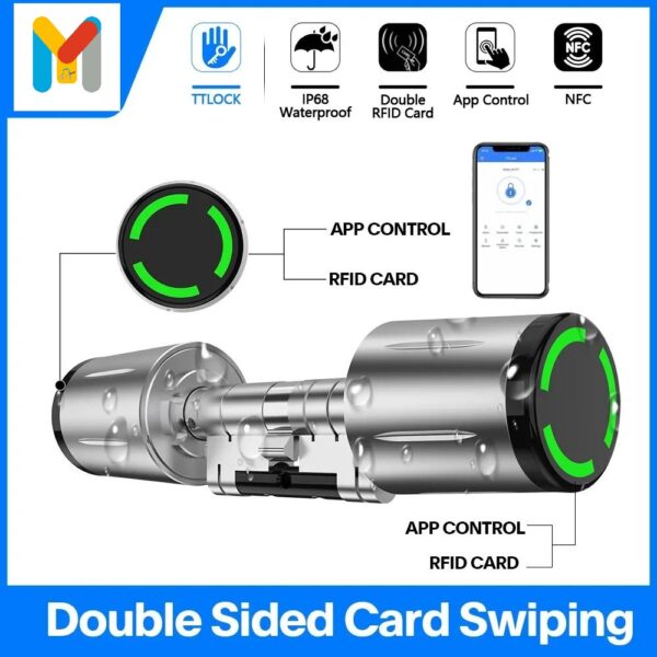 Double-Sided RFID Smart Lock Cylinder – App Control (Ttlock Compatible)