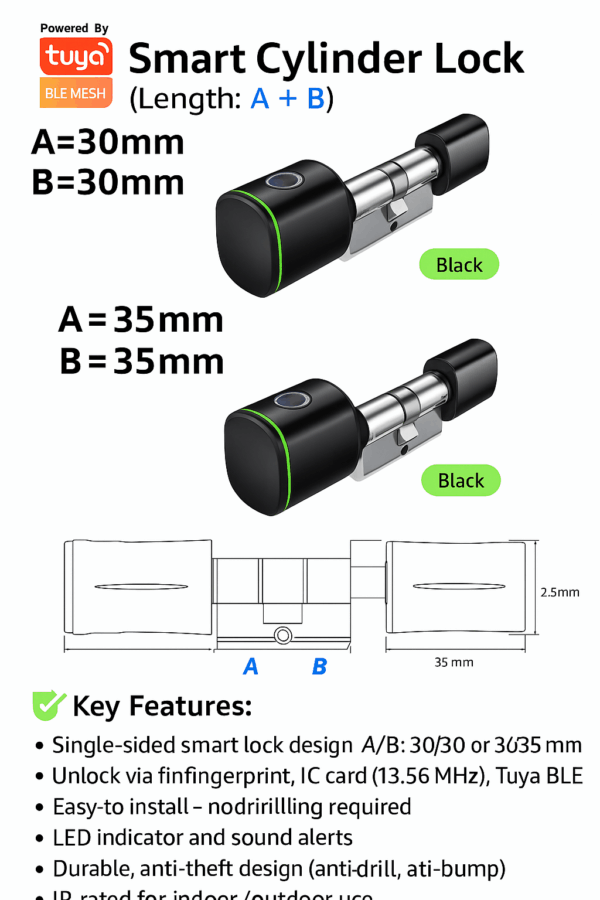 Smart Cylinder Lock – App Control (Single Side) - Image 3