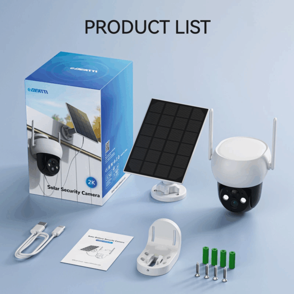 Solar & Battery Powered Outdoor WiFi Security Camera – 3MP PTZ Dome with Two-Way Audio, Motion Detection, Night Vision, Waterproof - Image 3